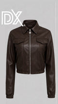 Chaqueta Cuero Sintético Larga Mujer
